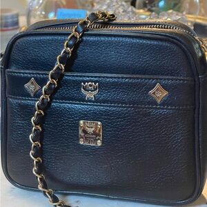MCM Black Leather Crossbody Bag. EUC